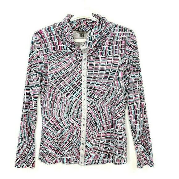 Spanner Women’s Size XS Activewear Jacket Yoga Walking Snap Front Pink Blue Gray - Picture 1 of 11